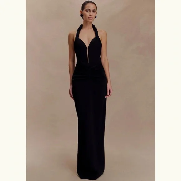 Vivianne Low Neck Maxi Dress / Black | MESHKI | S